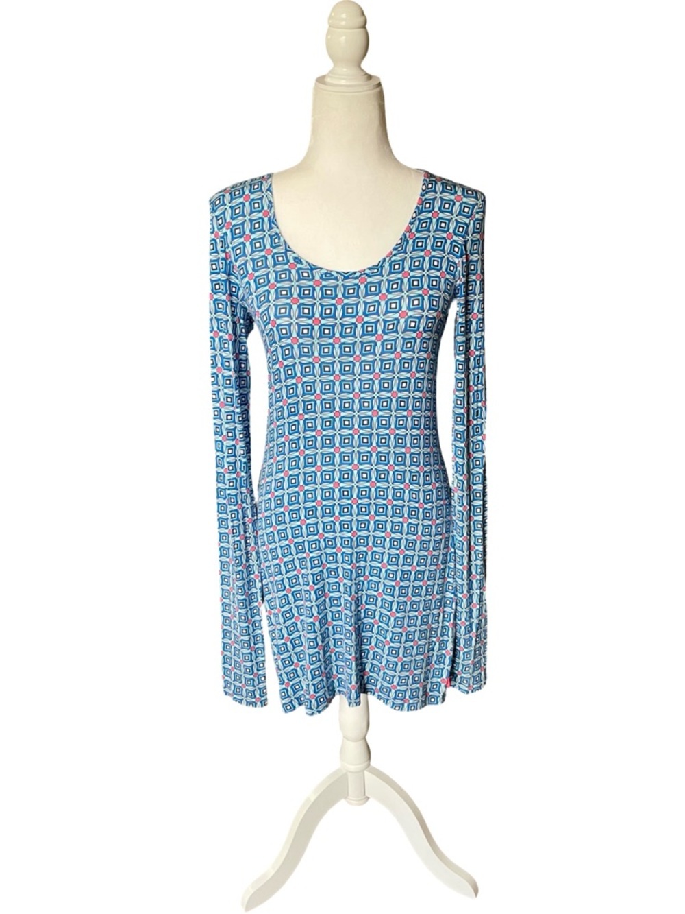 Josie Natori Geometric Bodycon Long Sleeve Dress Size Small
